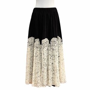 Black Ivory Lace Maxi Skirt XL Romantic Cottagecore Gothic Boho